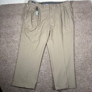 Haggar Big & Tall Mens Classic Fit Pleated Dress Pants Beige 46W x 29L NWT
